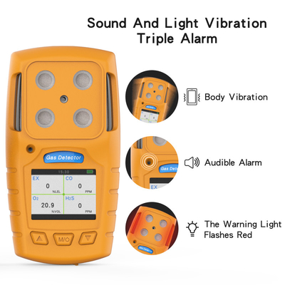 Personal multi gas detector with Audible, Visual, Vibration , industrial gas detector